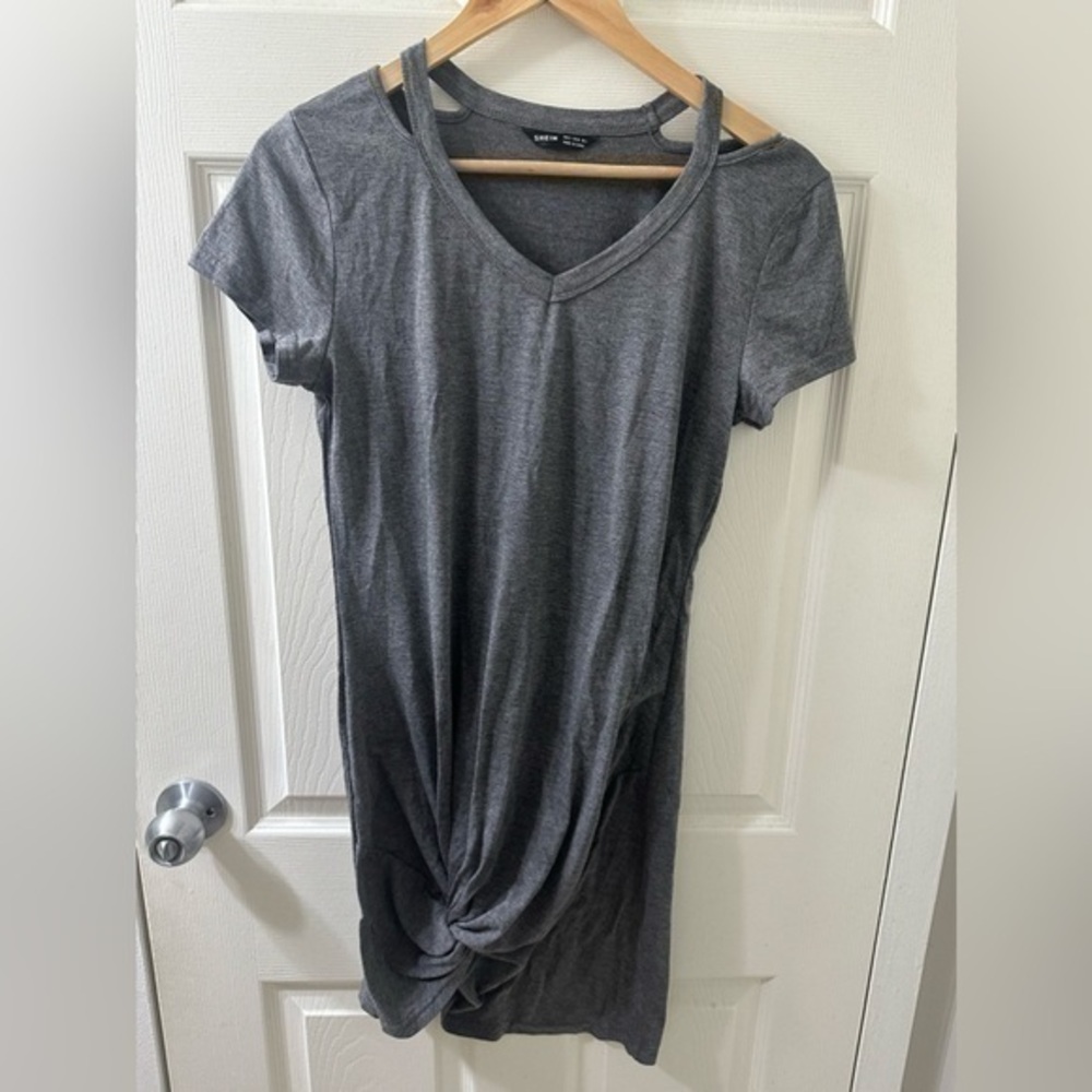 Shein Gray Cut Out T-Shirt Dress Size Small